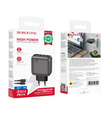 Мережевий Зарядний Пристрій Borofone BAS57A 3USB-C/1USB PD/QC 67W GAN+Type-C to Type-C Колір Чорний 6941991116292 ma35781_3605186