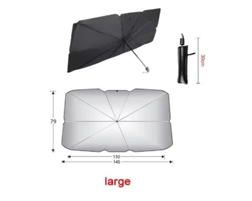 Автомобільна Сонцезахисна Парасолька 140x79 см. Колір Чорно-Сріблястий 2020000486398 ma36137_3606783