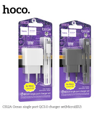 Мережевий Зарядний Пристрій Hoco CS12A 1USB QC 18W+USB to Micro Колір Чорний 6942007603706