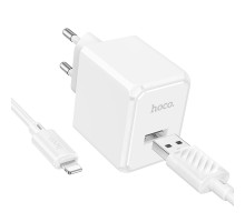 Мережевий Зарядний Пристрій Hoco CS11A 1USB 2.1A+USB to Lightning Колір Білий 6942007603577