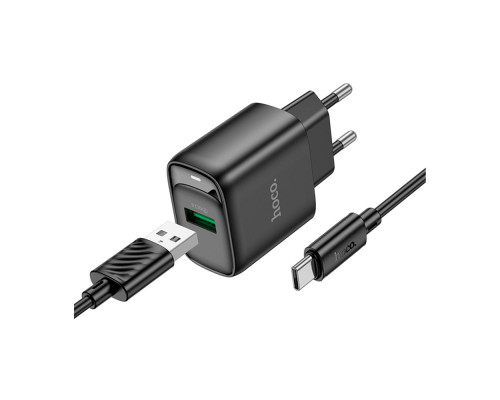 Мережевий Зарядний Пристрій Hoco C140A 1USB QC 18W+USB to Type-C Колір Бiлий 6942007627832 ma36296_3607265