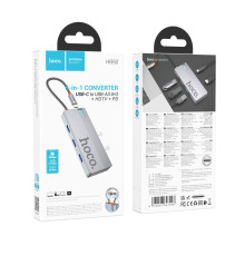 Хаб USB Hoco HB50 Type-C 5-in-1 (HDTV+PD+USB3.0*3) Колір Сірий 6942007647298 ma37124_3610403