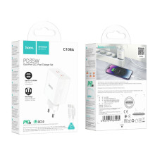 Мережевий Зарядний Пристрій Hoco C108A Leader PD35W/QC Type-C to Lightning М'ята упаковка Колір Бiлий 2020000433156