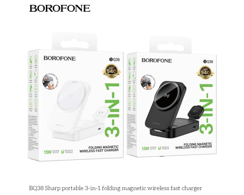 Бездротовий Зарядний Пристрій Borofone BQ38 3-in-1 For iWatch Колір Бiлий 6941991119538 ma37172_3610603