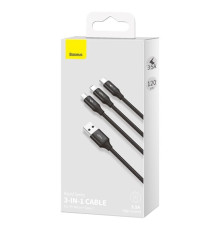 Кабель Baseus Rapid 3-in-1 USB to Micro / Lightning / Type-C 3.5A 1.2m CAJS0000 М'ята упаковка Колір Червоний, 09 2020000433354