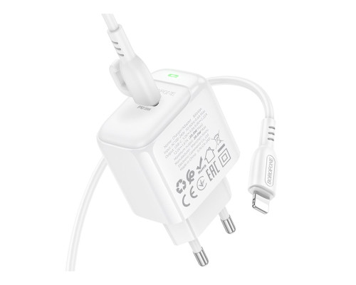 Мережевий Зарядний Пристрій Borofone BAS43A 1USB-C PD/QC 20W+Type-C to Lightning Колір Бiлий 6941991113826 ma35135_3345026