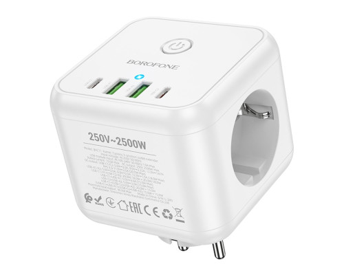 Мережевий Подовжувач Borofone BAC11 (PD40W/2C2A)(EU) Колір Бiлий 6941991114533 ma35768_3605166