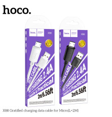 Кабель USB Hoco X88 Gratified Micro 2.4A 2m Колір Білий 6942007653619 ma37783_3664765