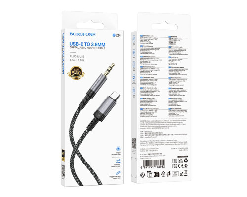 Кабель Aux Borofone BL24 Type-C Колір Сiрий 6941991118982 ma36881_3609467