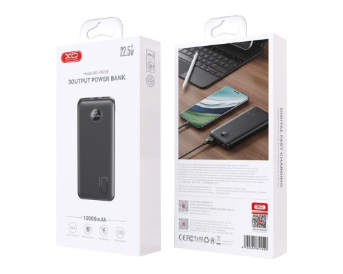 Універсальна Мобільна Батарея PR238 USB-C 20W/USB-A 22.5W 10000 mAh Колір Чорний 6920680855520 ma37078_3610218