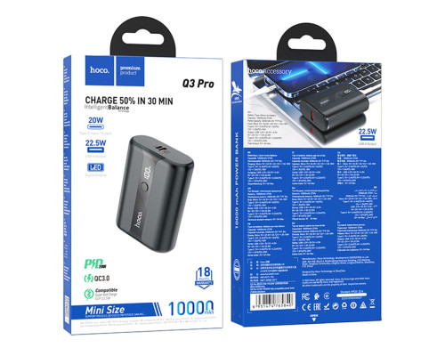 Універсальна Мобільна Батарея Power Bank Hoco Q3 Pro 22.5W+PD20W 10000 mAh Колір Чорний 6931474765840 ma28707_1999978