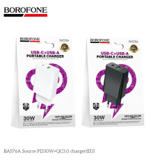 Мережевий Зарядний Пристрій Borofone BAS76A 1USB-C/1USB PD/QC 30W Колір Чорний 6941991122873 ma38223_3667909