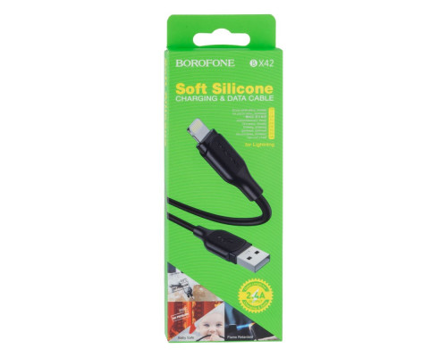 Кабель USB Borofone BX42 Silicone Lightning М'ята упаковка Колір Чорний 2020000488125 ma38623_3867545