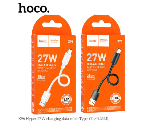 Кабель USB Hoco X96 Type-C 3A 0.25m М'ята упаковка Колір Чорний 2020000498056 ma39004_3869551