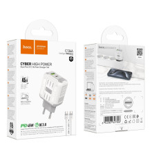 Мережевий Зарядний Пристрій Hoco C136A 1USB-C/1USB PD/QC 45W+Type-C to Type-C М'ята упаковка Колір Бiлий 2020000498285 ma39067_3869822