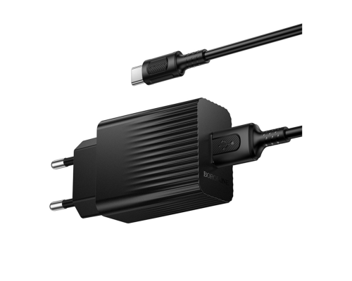 Зарядний пристрій Borofone BAS72A 18W 3A USB-A з кабелем A-C black PLS-00-00156105