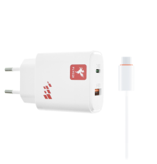 Зарядний пристрій FLYCDI FA-006 20W PD 3A USB-A+USB-C з кабелем Type-C white PLS-00-00133873
