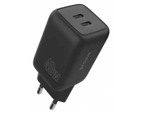 Зарядний пристрій Proove Silicone Power 40W 3A 2USB-C black PLS-00-00112610