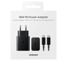 Зарядний пристрій Samsung EP-T4510XBEGEU 45W 5A USB-C retail packing з кабелем C-C (Original) black PLS-00-00114100