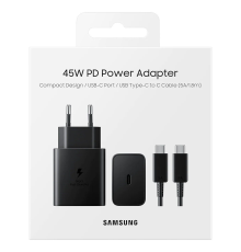 Зарядний пристрій Samsung 45W 5A 1USB-C EP-T4510XBEGEU retail packing з кабелем Type-C (Original) black PLS-00-00114100