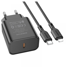 Зарядний пристрій Borofone BA71A 20W 3A USB-C з кабелем C-L black PLS-00-00123247