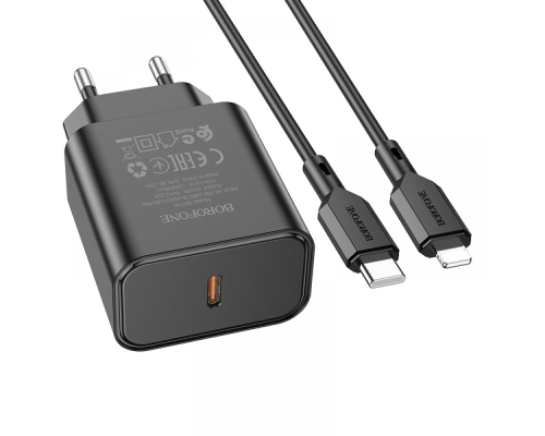 Зарядний пристрій Borofone BA71A 20W 3A USB-C з кабелем C-L black PLS-00-00123247