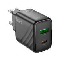 Зарядний пристрій Hoco CS23A 30W 3A USB-A+USB-С black PLS-00-00145279