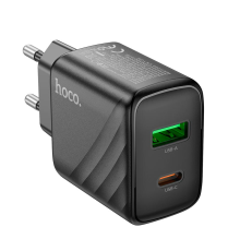 Зарядний пристрій Hoco CS23A 30W 3A USB-A+USB-С black PLS-00-00145279