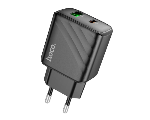 Зарядний пристрій Hoco CS23A 30W 3A USB-A+USB-С black PLS-00-00145279