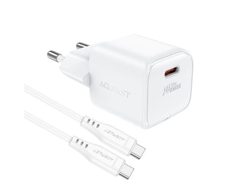Зарядний пристрій Acefast A73 Mini 20W 3A USB-C з кабелем Type-C white PLS-00-00124994