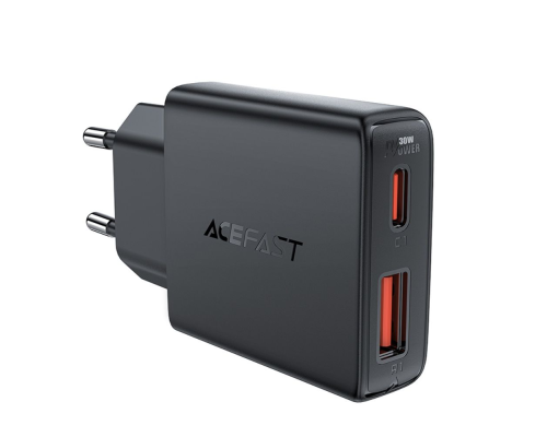 Зарядний пристрій Acefast A69 30W 3A USB-A+USB-С black PLS-00-00124990