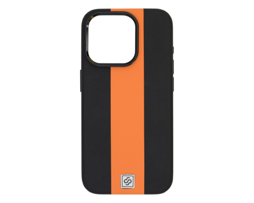 Чохол шкіряний Rally with Magnetic для iPhone 13 Pro black orange PLS-00-00164562