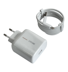 Зарядний пристрій Oppo 65W USB-A з кабелем A-C (Original China) (тех пак) white PLS-00-00156916