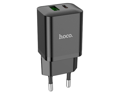 Зарядний пристрій Hoco N28 20W 3A 1USB-A+1USB-C black PLS-00-00102289