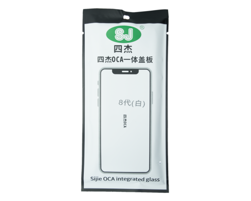 Скло дисплея iPhone 8 з рамкою та OCA white SJ (2ШТ) (Original China) PLS-00-00101896