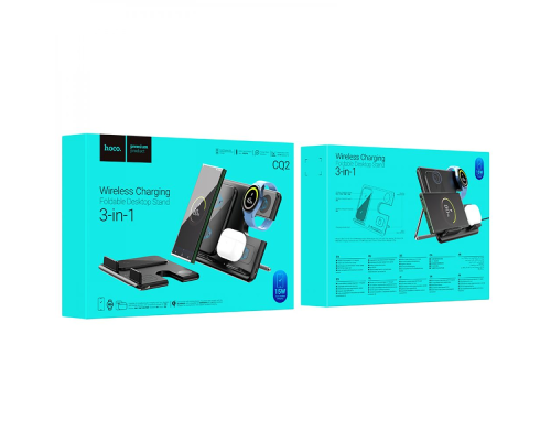 Бездротовий зарядний пристрій для Samsung Hoco CQ2 3в1 15W black PLS-00-00115758