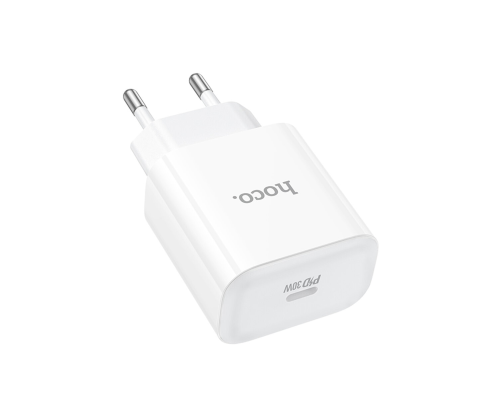 Зарядний пристрій Hoco C76A Pro 30W 3A 1USB-C white PLS-00-00145586