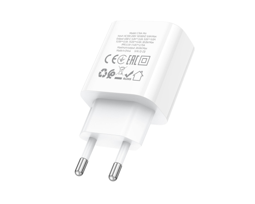 Зарядний пристрій Hoco C76A Pro 30W 3A 1USB-C white PLS-00-00145586