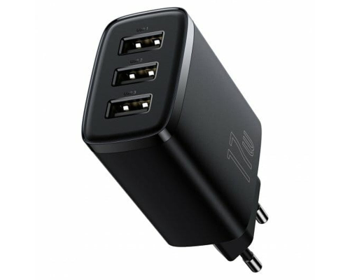 Зарядний пристрій Baseus Compact 17W 2.4A 3USB-A black PLS-00-00098344