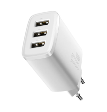 Зарядний пристрій Baseus Compact 17W 2.4A 3USB-A white PLS-00-00098282