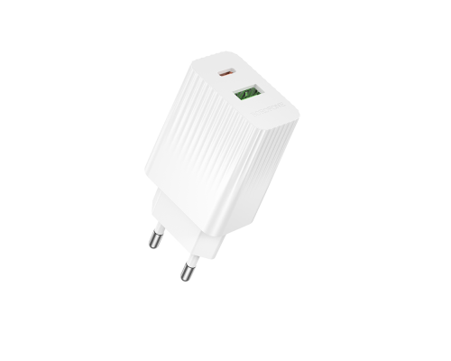 Зарядний пристрій Borofone BAS74A 20W 3A USB-A+USB-C white PLS-00-00156108