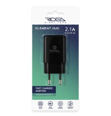 Зарядний пристрій Ridea RW-21011 Element 10.5W 2.1A 2USB-A black PLS-00-00123684