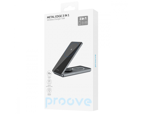 Бездротовий зарядний пристрій Proove Metal Edge 3в1 15W black PLS-00-00112542