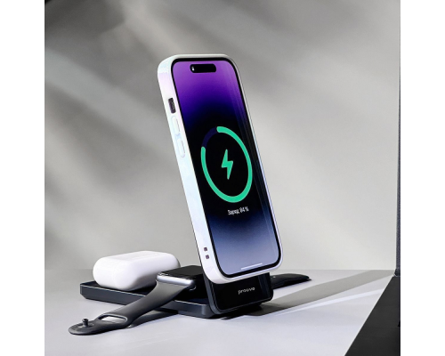 Бездротовий зарядний пристрій Proove Metal Edge 3в1 15W black PLS-00-00112542