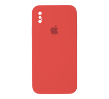 Чохол Silicone Case Квадратні Борти Full Camera iPhone X (XS) peach PLS-00-00123117