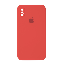 Чохол Silicone Case Квадратні Борти Full Camera iPhone X (XS) peach PLS-00-00123117