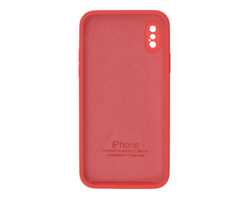 Чохол Silicone Case Квадратні Борти Full Camera iPhone X (XS) peach PLS-00-00123117
