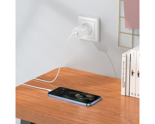 Зарядний пристрій Borofone BA65A 20W 3A 1USB-C з кабелем Lightning white PLS-00-00129949