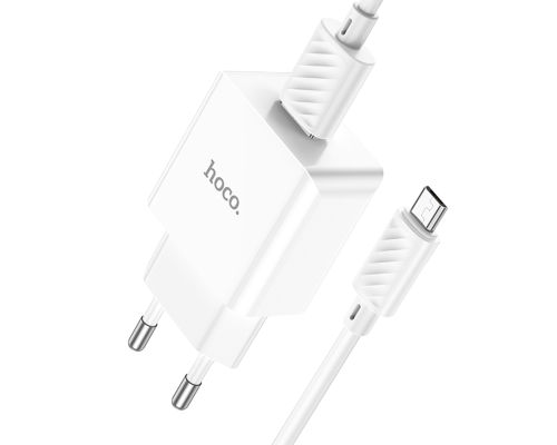 Зарядний пристрій Hoco C106A 10.5W 2.1A 1USB-A з кабелем Micro USB white PLS-00-00102076