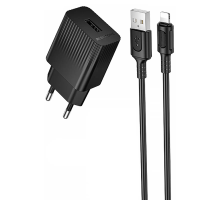 Зарядний пристрій Borofone BAS71A 10.5W 2.1A USB-A з кабелем A-L black PLS-00-00147784